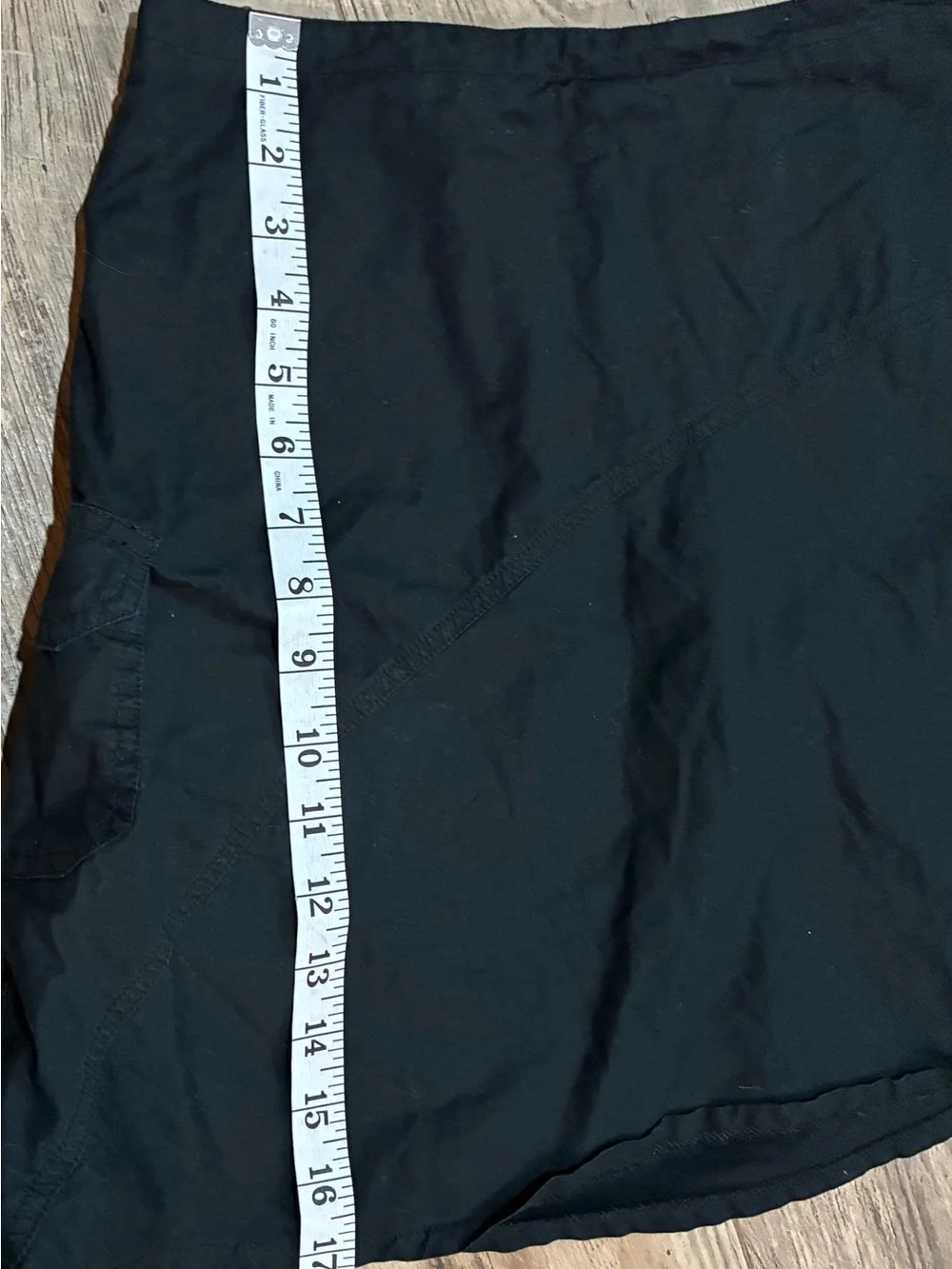 Black Organic Cotton A-Line Skirt Size 6 Stretch Utility Pocket Casual